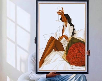 Feminine Neutral Boho Style Wine Art Decor | Printable Digital Download