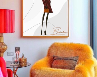 Home Decor Art Print, Woman Afro Art, Modern Boho Style Printable Digital Download