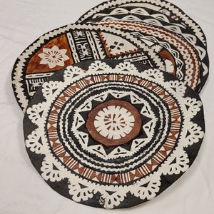 Fijian Tapa, Masi 12" Round by Lauhala Trading