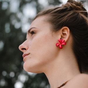 Fimo Polymer Clay Plumeria Flower Earrings, Hand Crafted in Hawaii by Lauhala Trading