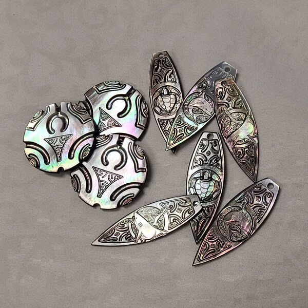 Medium Carved Mother Of Pearl India Pendant main image 1
