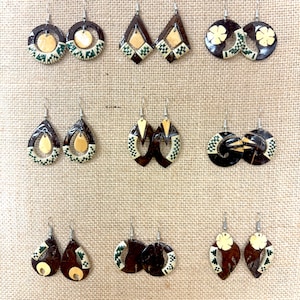 Samoan Coconut Shell Earrings (Small) by Lauhala Trading