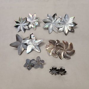 Made in Tahiti Hand Carved Black Lip Mother of Pearl Tiare, Hibiscus, Plumeria Flower Earrings by Lauhala Trading