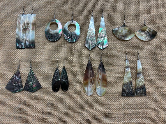 Carved mother of pearl best sale earrings