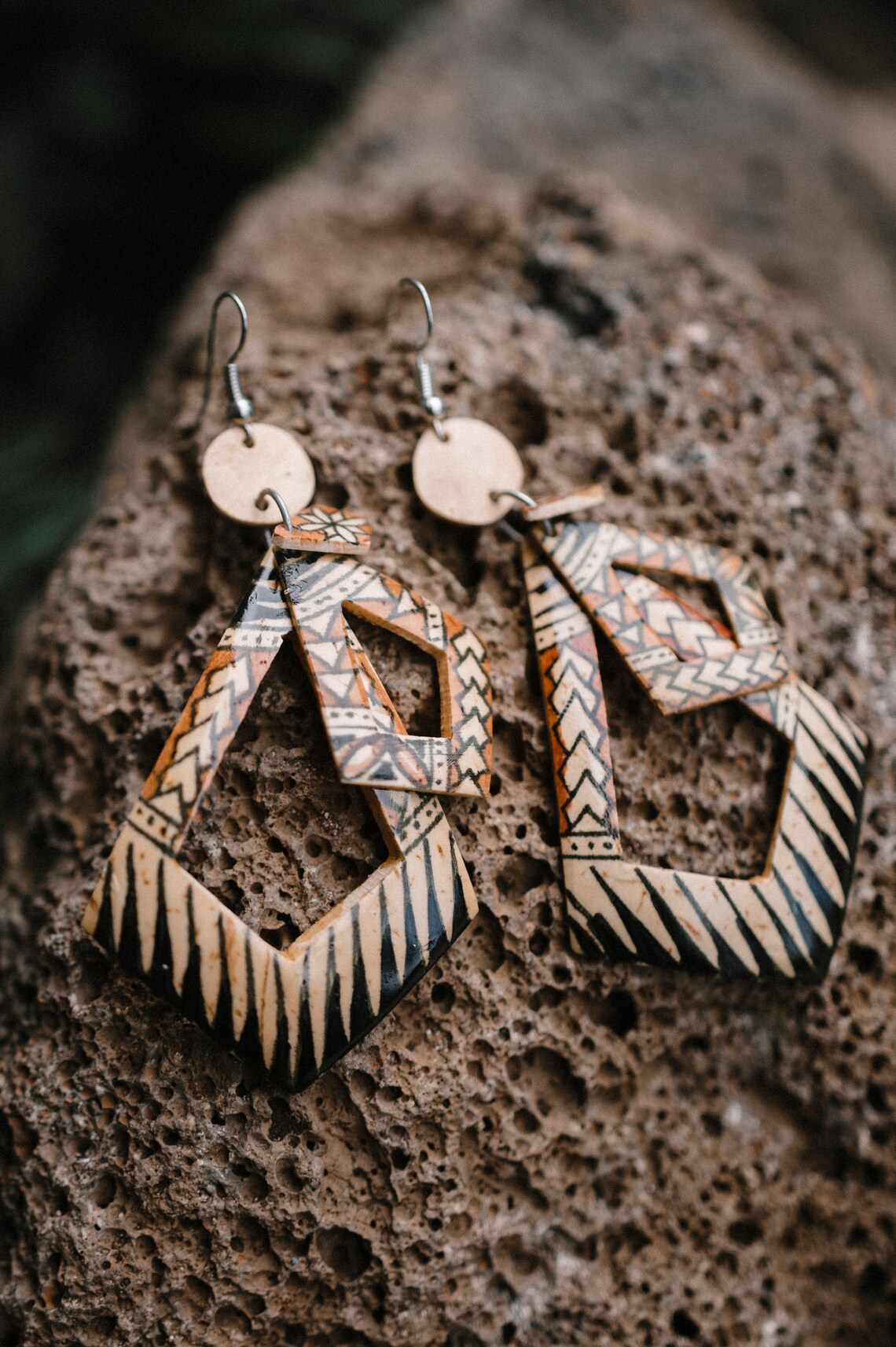 Samoan Coconut Shell Earrings Large by Lauhala Trading Etsy