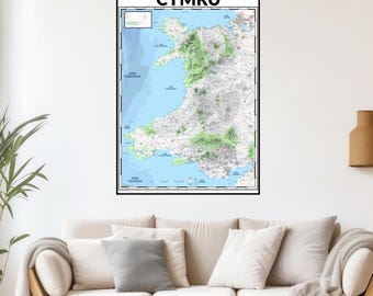 Map of Wales in Welsh