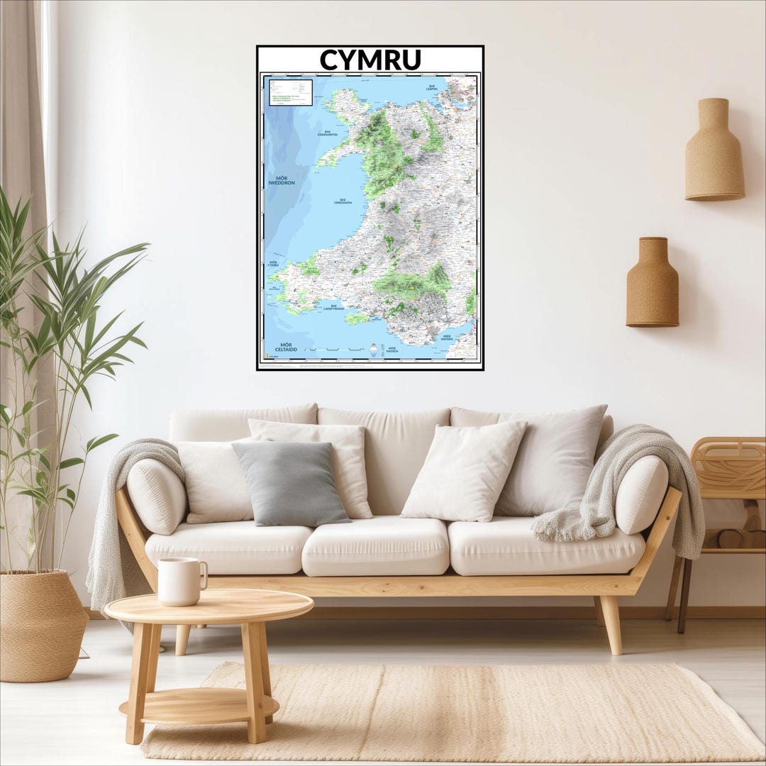 Map of Wales in Welsh - Etsy Ireland