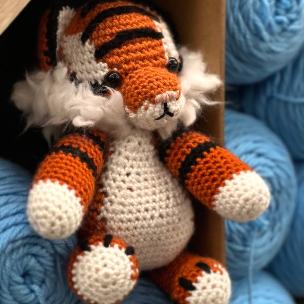 Baby Tiger Crochet Pattern DIY Cute Toy Animal Child Plushie Handmade Stuffed Tiger Cub For Boy Nursery Baby Gift for Her Jungle Critter