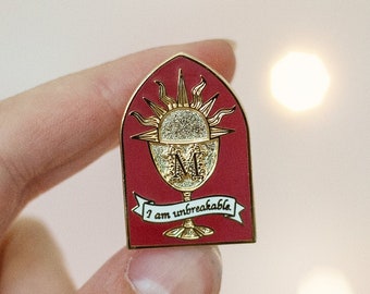Unbreakable Enamel Pin. Sun and Chalice. Dark Magic pin. Bookish pin. Bookish Enamel pin. Literary Pin. King enamel pin. Kingly pin. Prince.