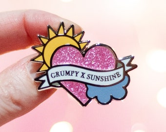 Grumpy x Sunshine - Bookish Trope Enamel Pin