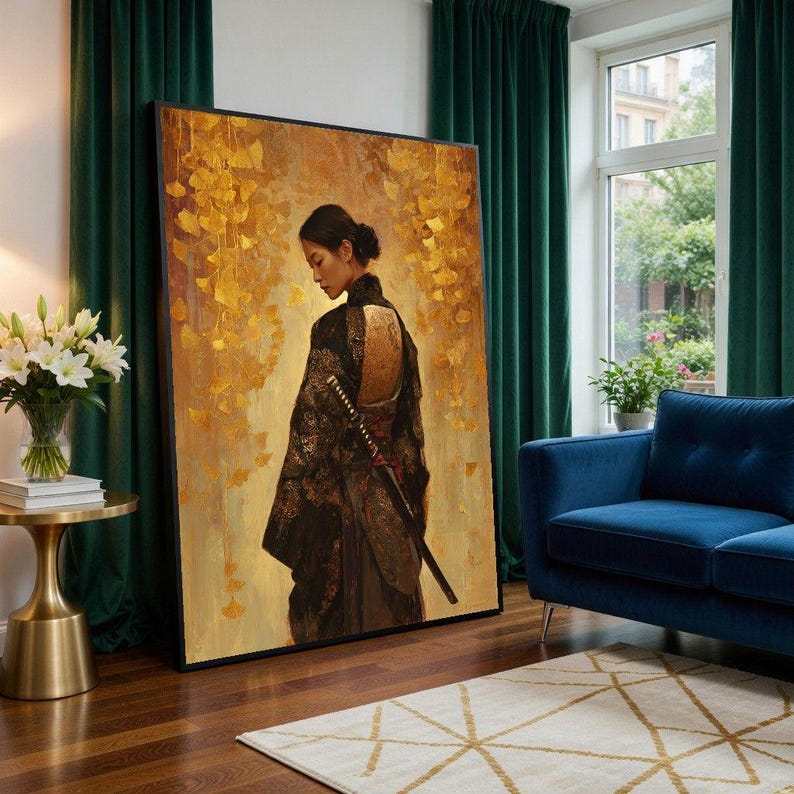 Japanese Geisha Kimono Canvas Print, Portrait Wall Art - Etsy