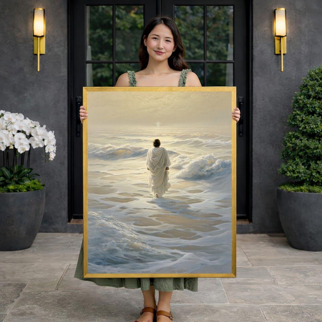 Jesus Walking on Water Canvas Print, Religious Wall Art - Etsy
