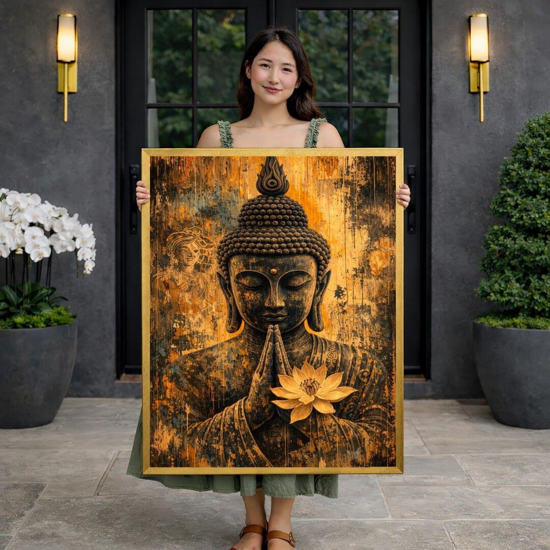 Buddha Meditation Golden Canvas Wall Art, Meditation Wall Art - Etsy
