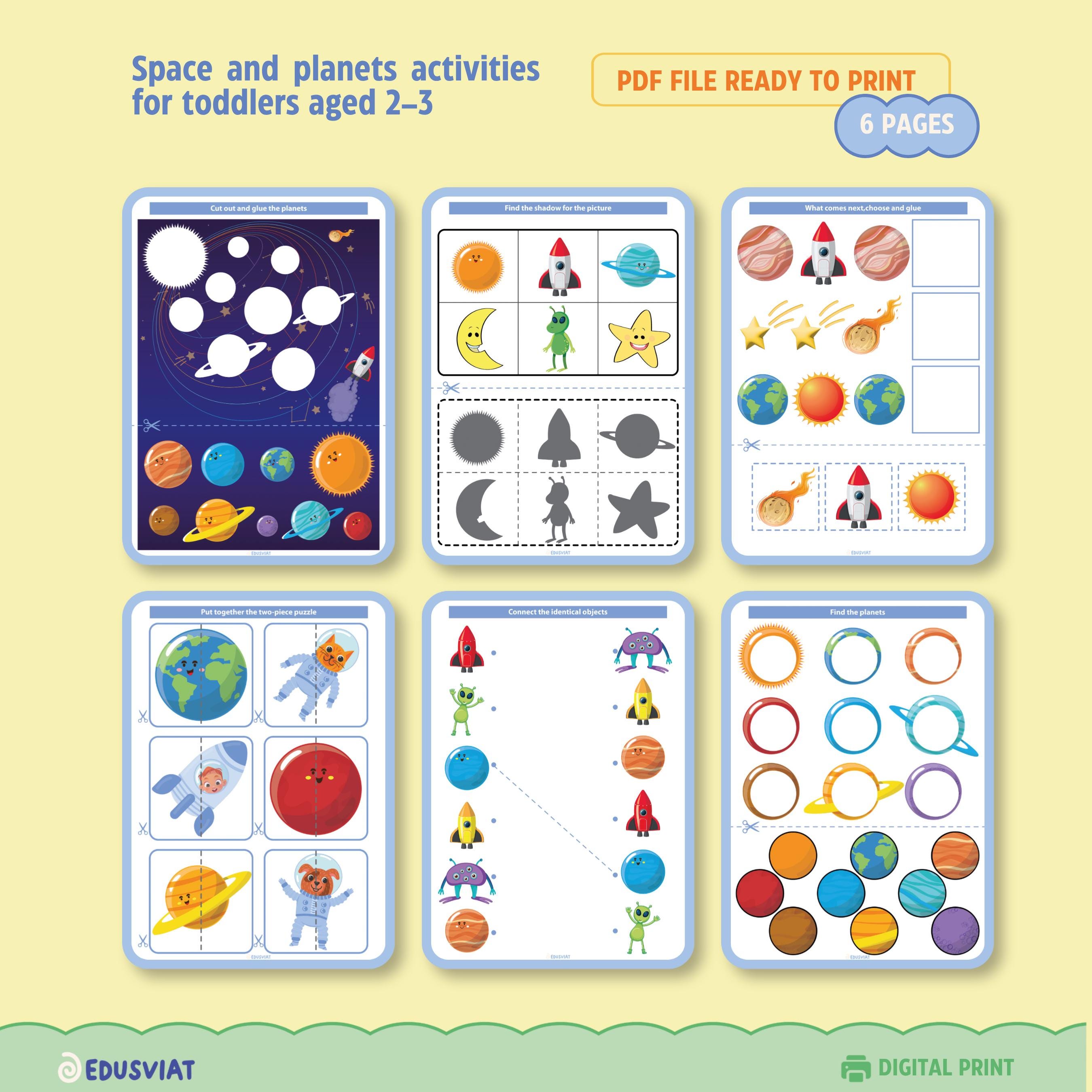 Preschool Space Worksheets | Planets, Rockets, Toddler Activities (PDF ...