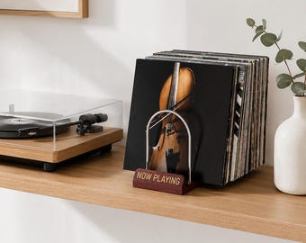 Expandable Vinyl Record Storage, 30-70 LP Record Holder, Now Playing Record Stand, Wooden Vinyl Display Rack, Adjustable Organizer