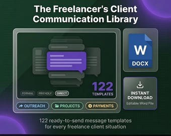 Benchvine | Freelance Email Templates, Client Communication Library, 122 Message Templates, Freelancer Copy Paste Messages