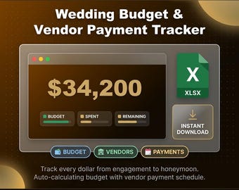 Benchvine | Wedding Budget Tracker Spreadsheet | Vendor Payment Schedule, Cash Flow Planner (Excel, Google Sheets)
