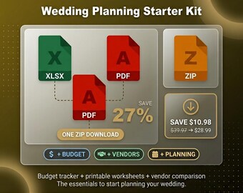 Bankranke | Hochzeitsplanungs-Starterkit — Budget Tracker + Lieferantenvergleich + druckbare Planer-Arbeitsblätter im Bundle