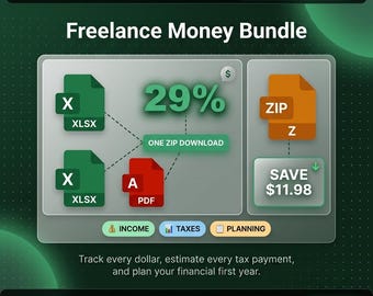 Freiberufliches Geld-Bundle: Income Tracker, Steuerschätzer, Finanzipplaner (Excel, PDF)