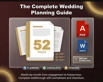 Bankranke | Kompletter Hochzeitsplaner-Leitfaden | Monatliches Budget, Vendor Tracker, Checklisten-Buch (PDF/DOCX)