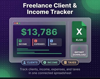 Bankranke | Freelancer Income & Expense Tracker Tabelle, Steuerschätzer, Kunden-Manager, Excel Google Sheets