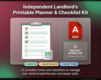 Bankranke | Landlad Planer Checklist Kit 15 druckbare Formulare Einzugsprüfung PDF