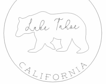 Lake Tahoe California Bear Round Magnet - Engraved Hand Stamped Jewelry