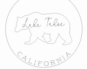 Lake Tahoe California Bear Round Ornament - Engraved Hand Stamped Jewelry