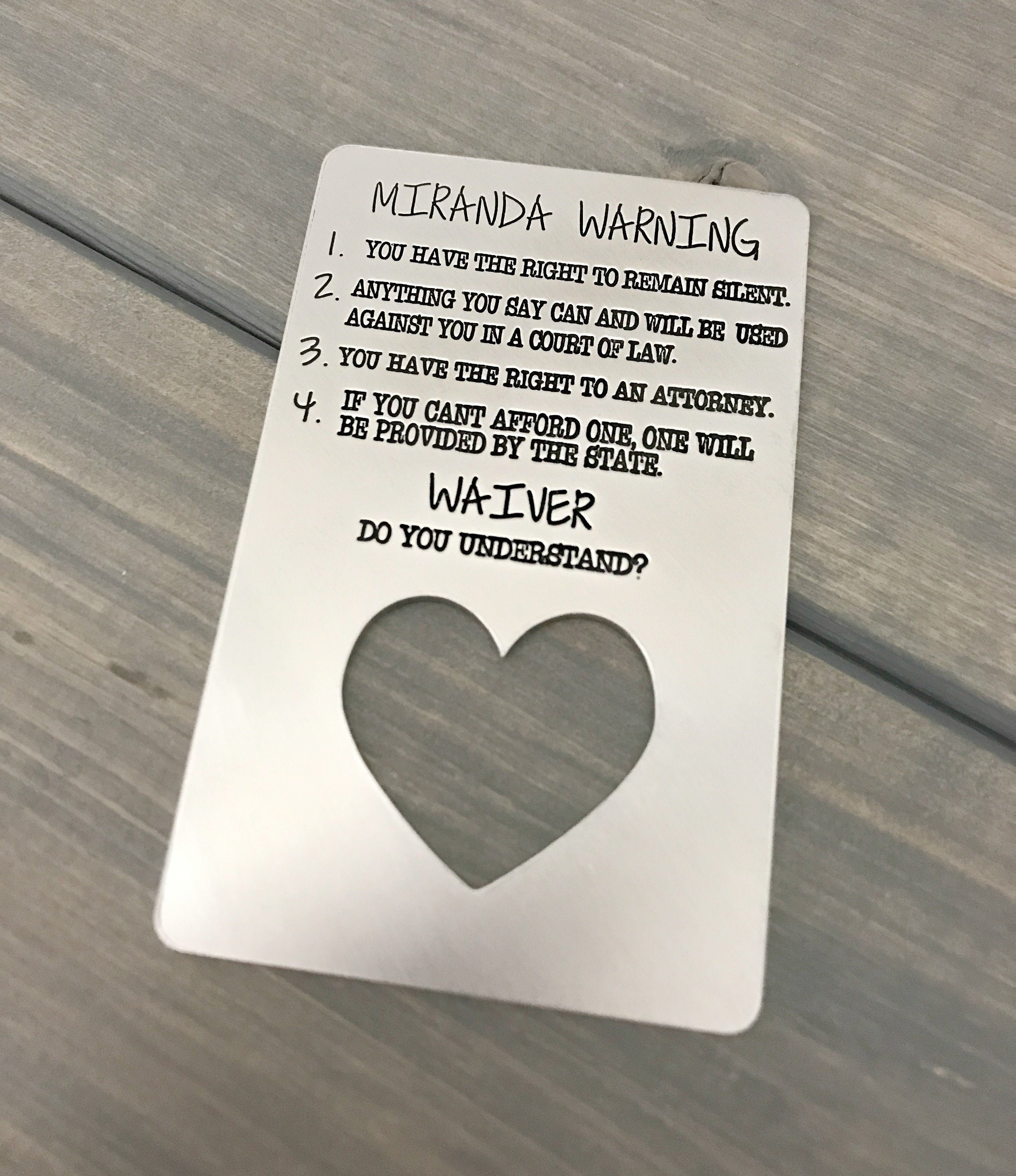 Miranda Warning Card Miranda Rights Police Officer Card | Etsy
