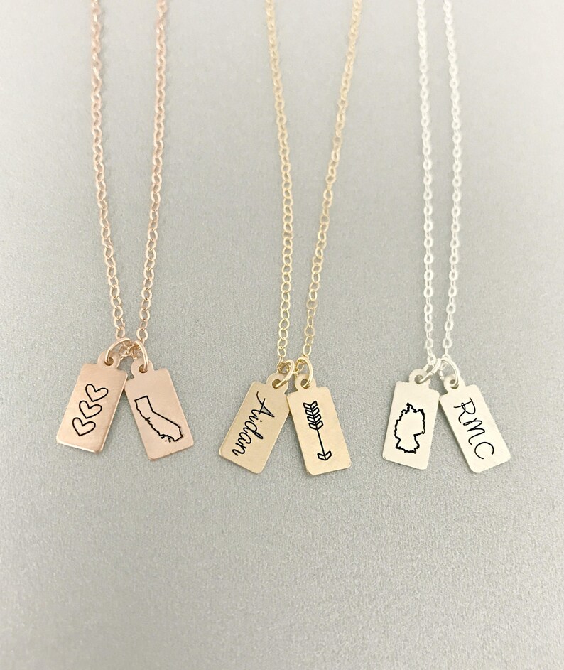Engraved Tag Necklace Name Tag Personalized Bar Necklace