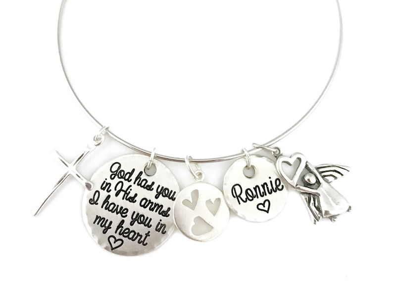 Sterling Silver Bangle Monogram Engraved Charms Memorial Charm Bracelet Miscarriage Bracelet Engraved Jewelry Personalized Jewelry