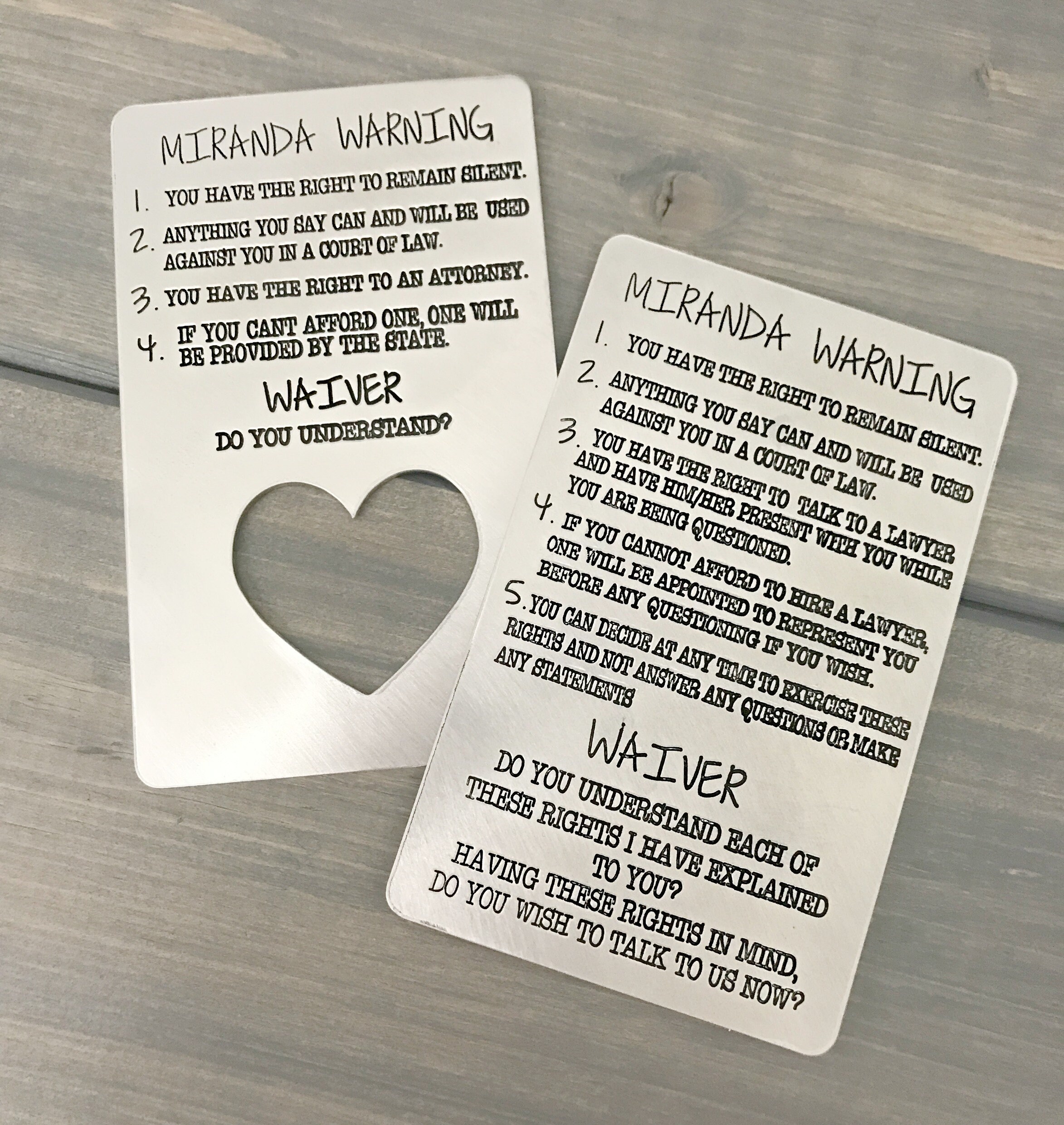 Miranda Warning Card Miranda Rights Police Officer Card | Etsy