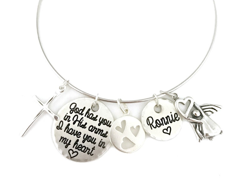 Sterling Silver Bangle Monogram Engraved Charms Memorial Charm Bracelet Miscarriage Bracelet Engraved Jewelry Personalized Jewelry