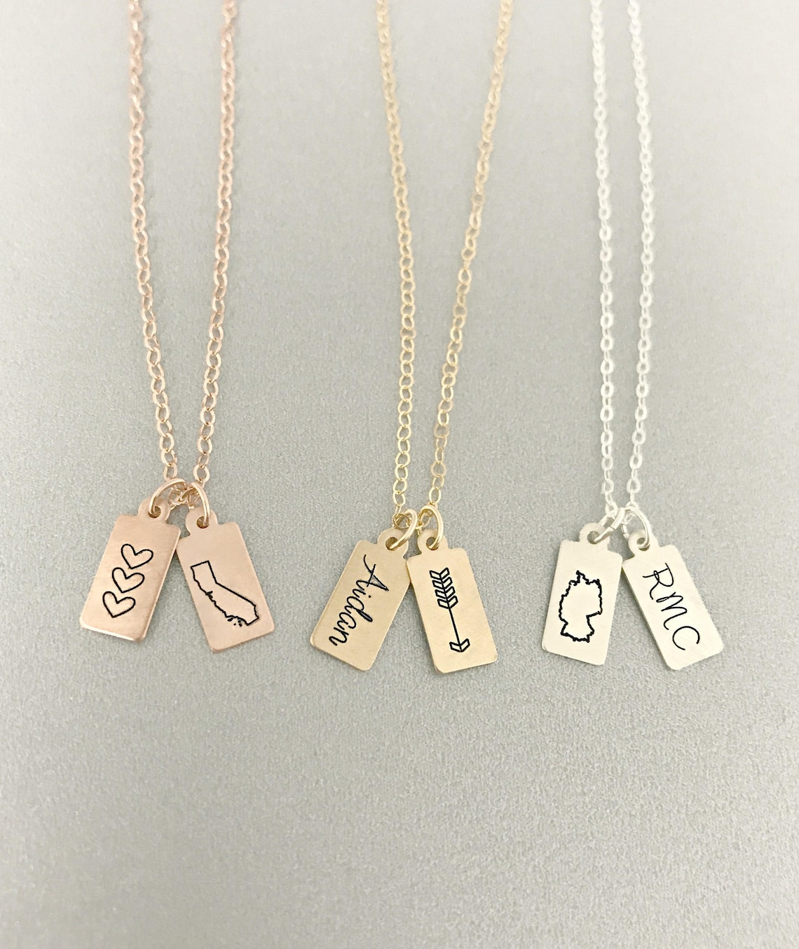 Engraved Tag Necklace Name Tag Personalized Bar Necklace Etsy