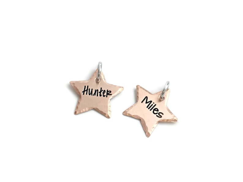 Small Hammered Star Tag Hand Stamped Jewelry Personalized Jewelry One Star Charm Flat Small Star Tag Engraved Jewelry