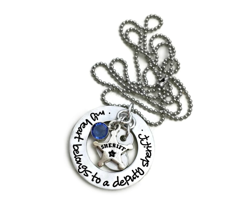 Engraved Jewelry My Heart Belongs To A Deputy Sheriff Firefighter Cop Hero Marine Coastie Soldier Custom Necklace