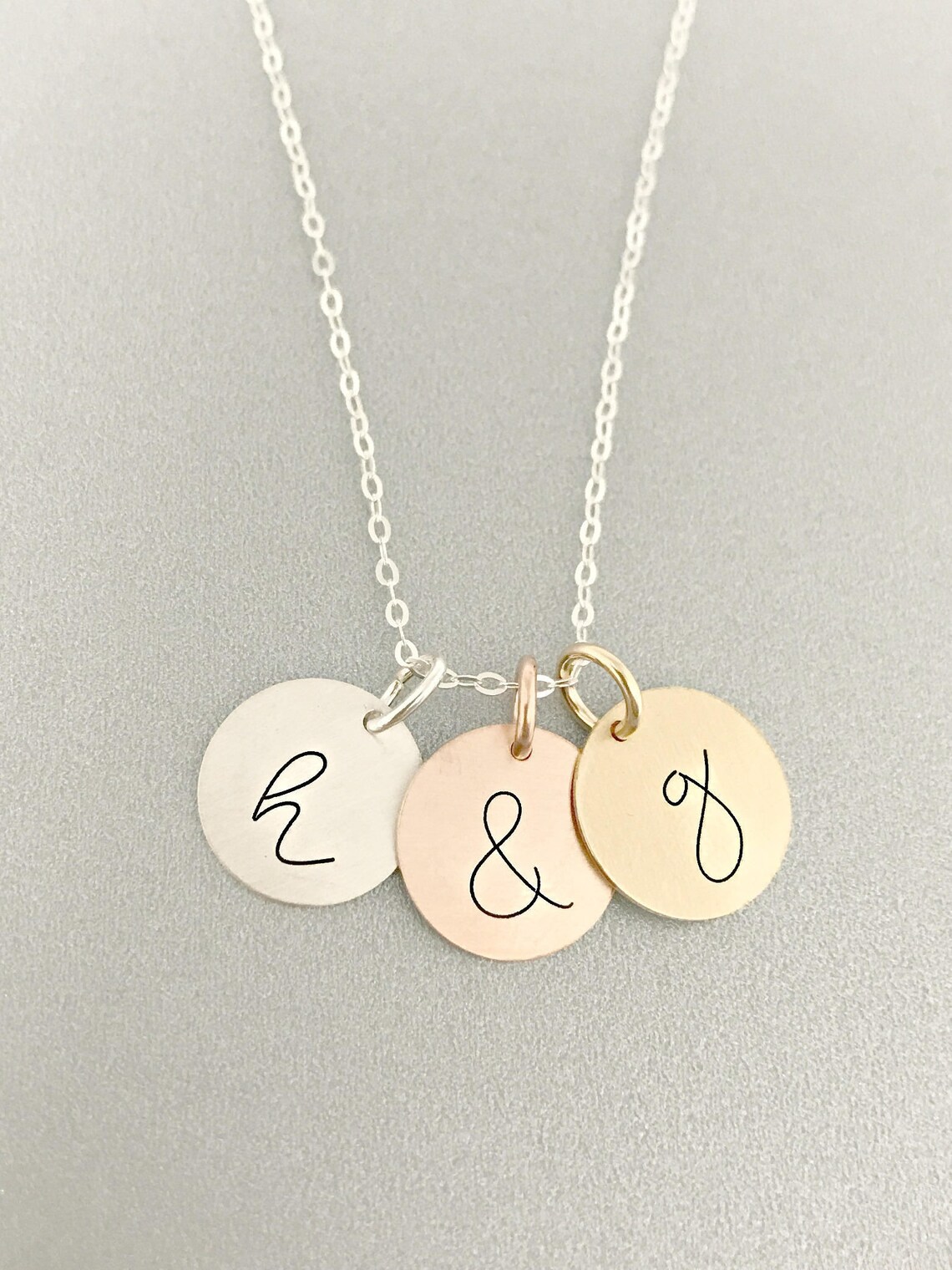 Engraved Initial Necklace Name Tag Personalized Initial Etsy