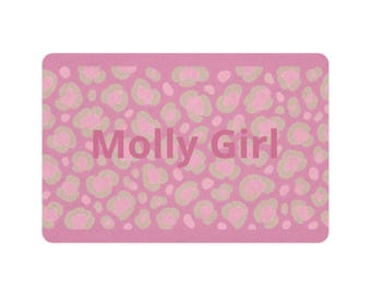 Pink Leopard Pattern Girll Pet Food Mat | 12x18
