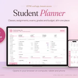Student Dashboard | Student Budget Planner | School Planner | Assignment Tracker | HTML Browser App Digital Planner