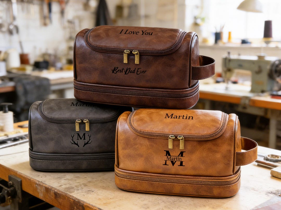 Personalized Leather Dopp Kit, Custom Groomsmen Travel Toiletry Bag - Etsy