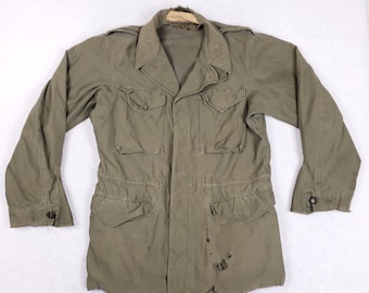 Vintage US Militär M-1943 Feldjacke Herren M Olive Drab Baumwolle Feldjacke WW2