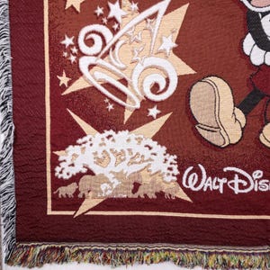 Walt Disney World Woven Tapestry Throw Blanket Maroon Mickey Mouse Four Parks image 5