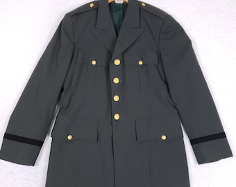 Jaqueta de uniforme de gala vintage do Exército dos EUA, masculina, tamanho 39R AG344, verde, ano 1972.