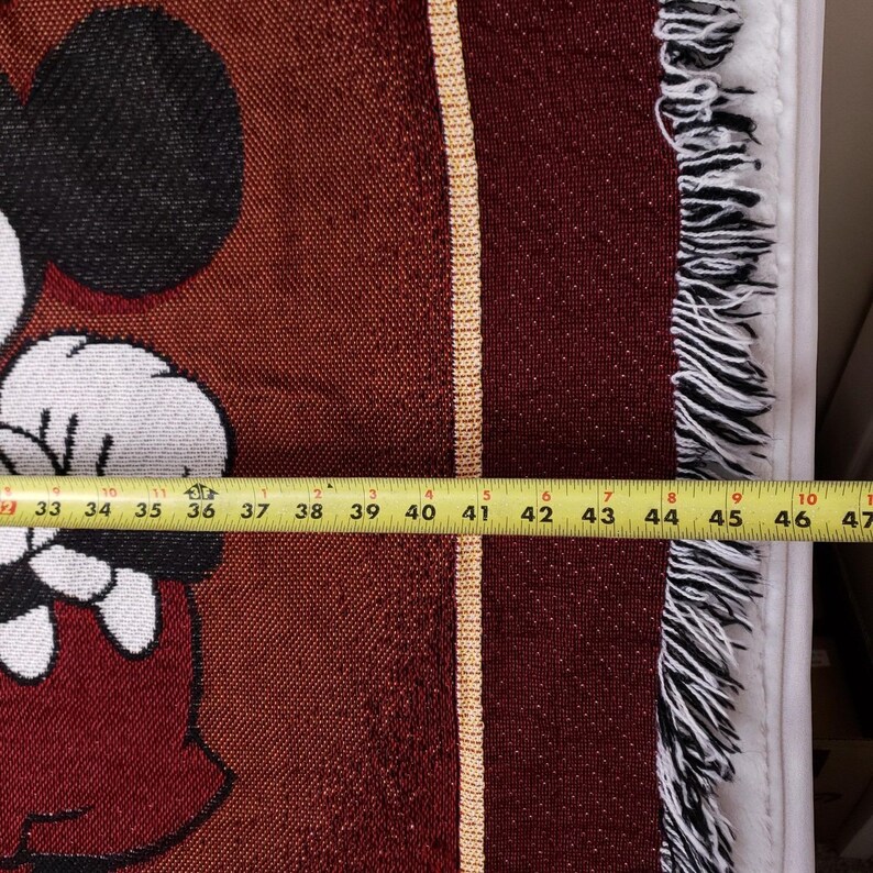 Walt Disney World Woven Tapestry Throw Blanket Maroon Mickey Mouse Four Parks image 8