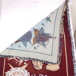 Walt Disney World Woven Tapestry Throw Blanket Maroon Mickey Mouse Four Parks image 10