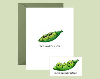 Two Peas in a Pod Card, New Baby, Welcome Addition
