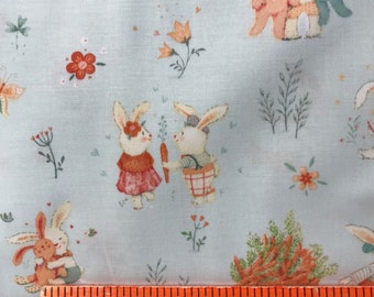 Bunny Tales Rabbits Cotton Print Quilting Fabric Panel Robert Kaufman 14799