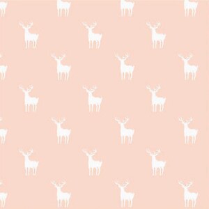 Meadow Deer Fabric, Blush Cotton Deer Print