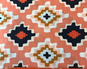 Native Tapestry Fabric, Pink Geometric Cotton, 44" Wide