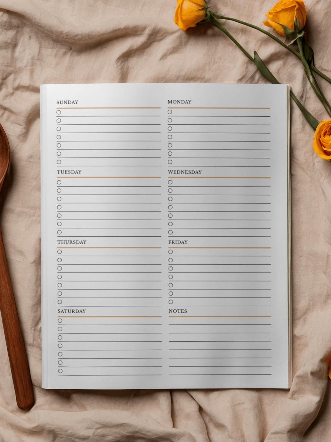 Weekly Planner Printable PDF – Minimal Undated Weekly Schedule Template ...